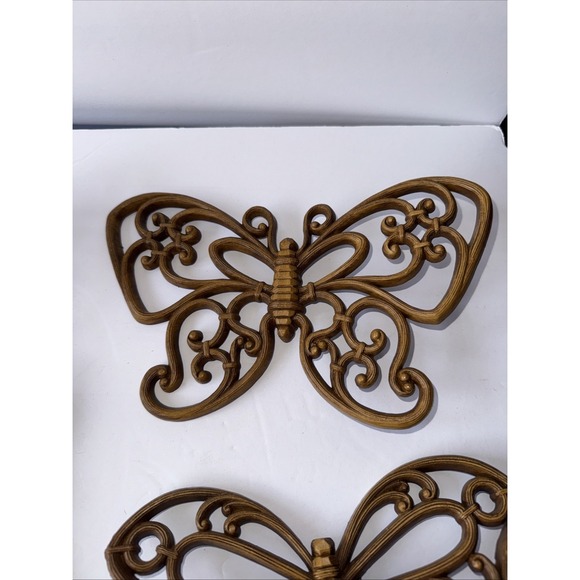 Vtg Syroco Butterfly WallDecor Plastic Resin Hang 1978 Retro Boho Brown 70s core - Picture 4 of 8